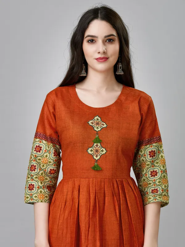 Orange_Orange_Embroidered_Anarkali_Kurta_For_Women