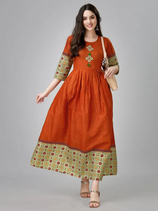 Orange_Orange_Embroidered_Anarkali_Kurta_For_Women
