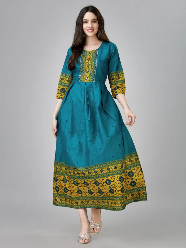 Light_Blue_Light_Blue_Self_Design_Anarkali_Kurta_For_Women