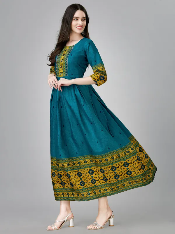 Light_Blue_Light_Blue_Self_Design_Anarkali_Kurta_For_Women