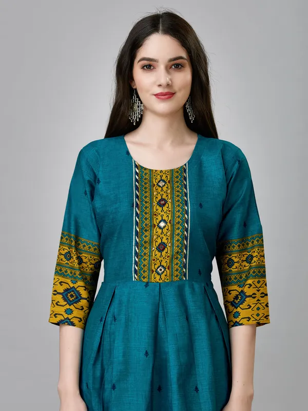 Light_Blue_Light_Blue_Self_Design_Anarkali_Kurta_For_Women