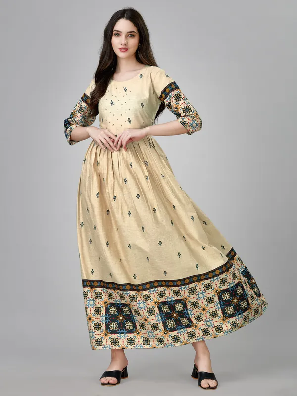 Beige_Beige_Self_Design_Anarkali_Kurta_For_Women