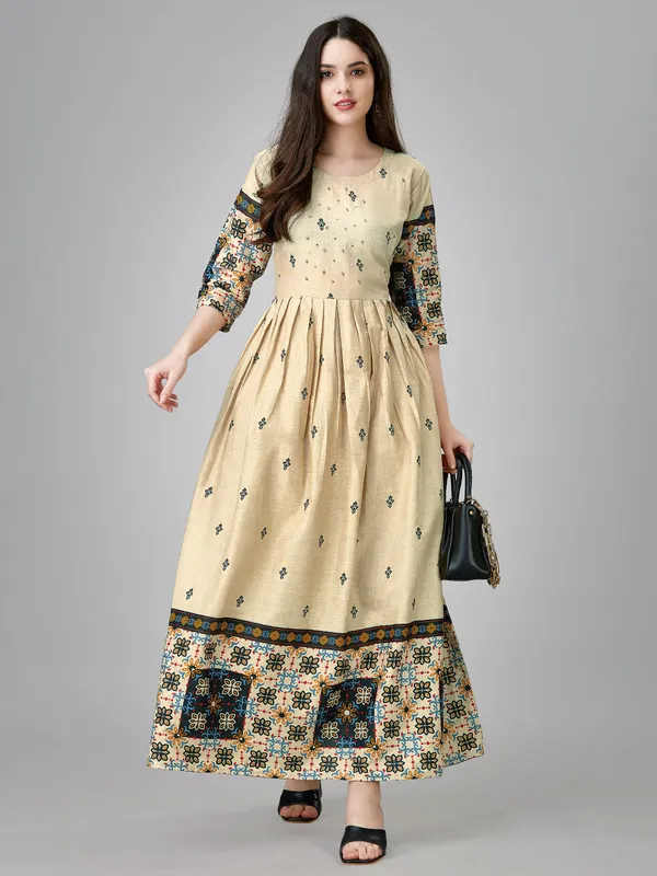 Beige_Beige_Self_Design_Anarkali_Kurta_For_Women
