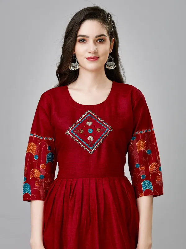 Maroon_Maroon_Embroidered_Anarkali_Kurta_For_Women