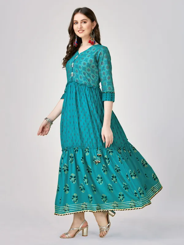 Light_Blue_&_Sky_Blue_Light_Blue_Self_Design_Gown_Kurta_For_Women