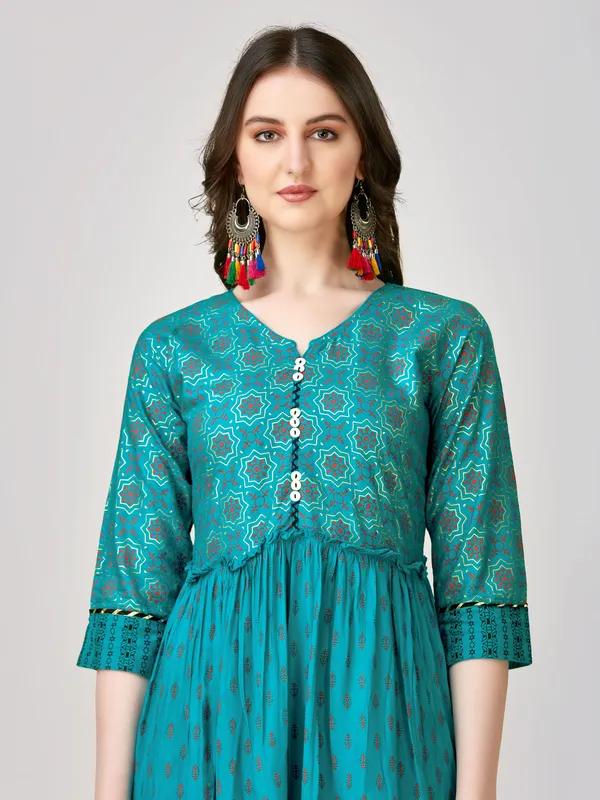 Light_Blue_&_Sky_Blue_Light_Blue_Self_Design_Gown_Kurta_For_Women