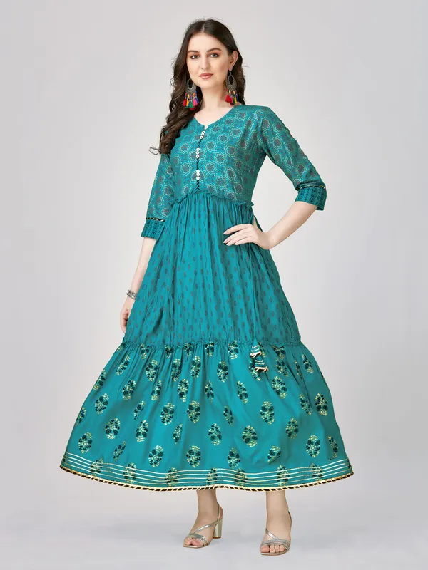 Light_Blue_&_Sky_Blue_Light_Blue_Self_Design_Gown_Kurta_For_Women