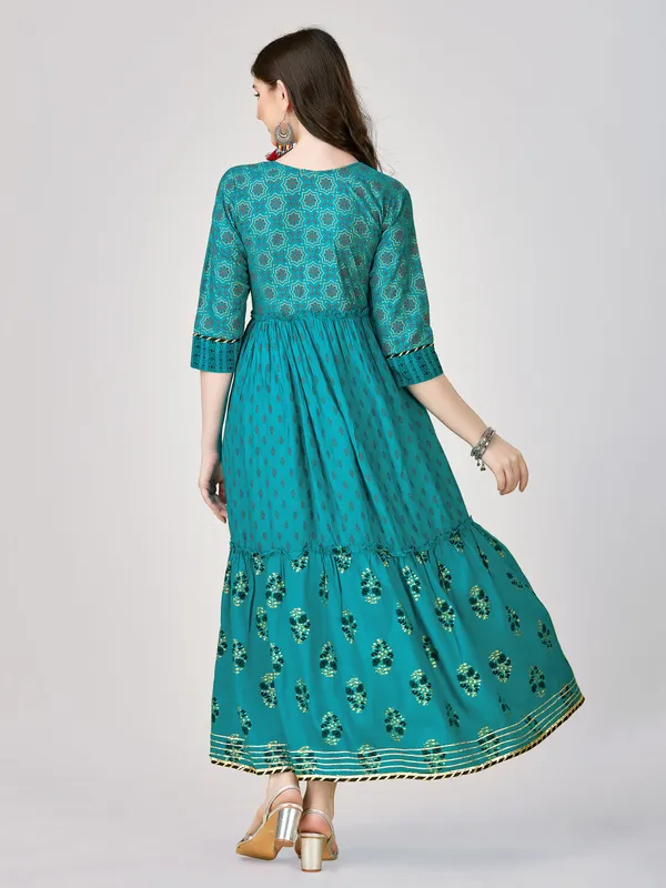 Light_Blue_&_Sky_Blue_Light_Blue_Self_Design_Gown_Kurta_For_Women