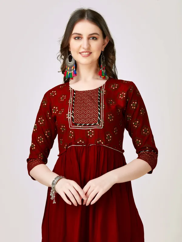 Maroon_Maroon_Embroidered_Anarkali_Kurta_For_Women