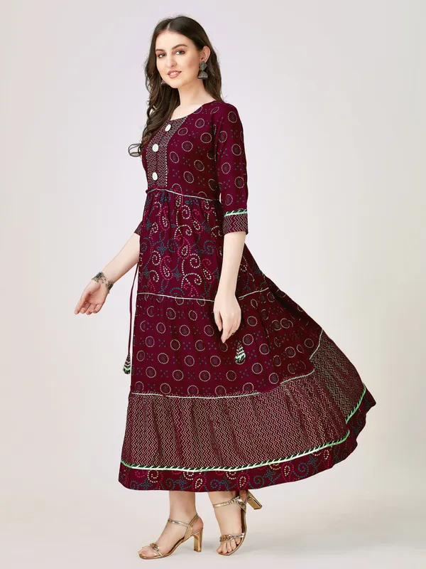 Maroon_Maroon_Self_Design_Anarkali_Kurta_For_Women