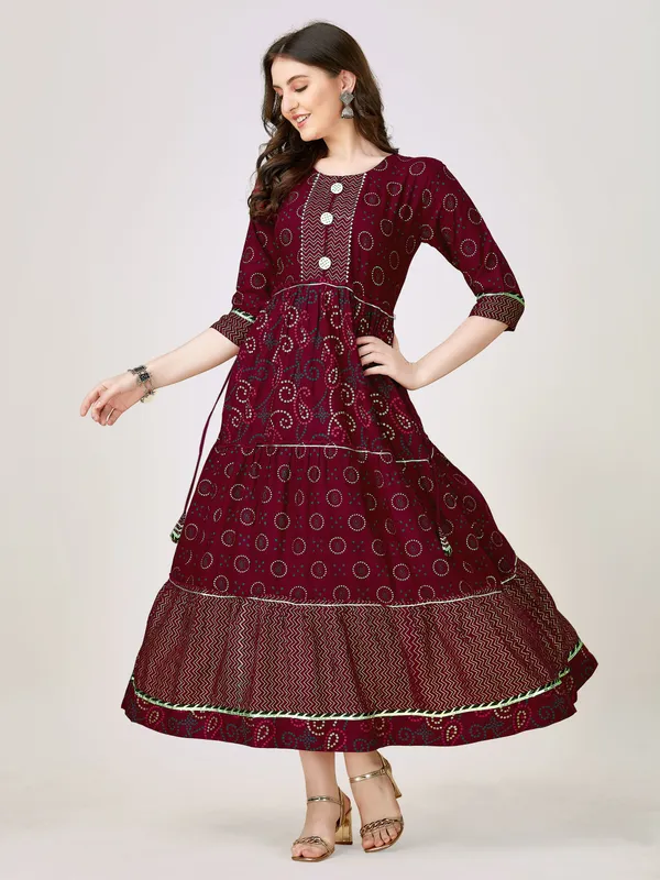 Maroon_Maroon_Self_Design_Anarkali_Kurta_For_Women