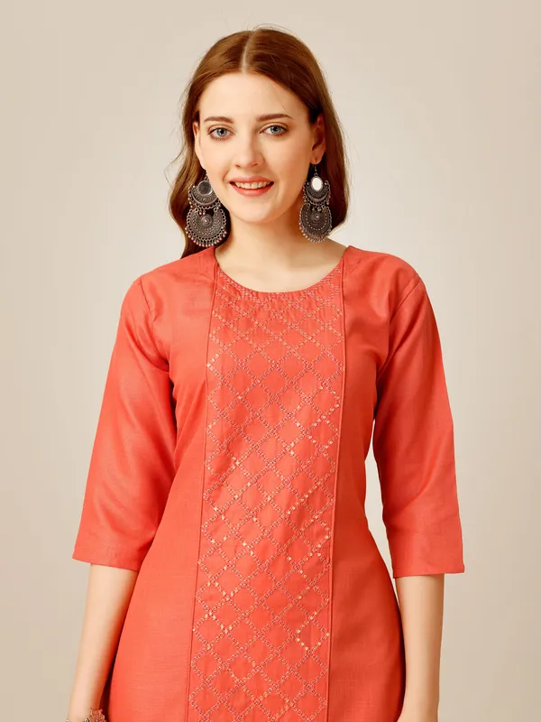 Orange_&_Coral_Kurta_Pant_Set_For_Women