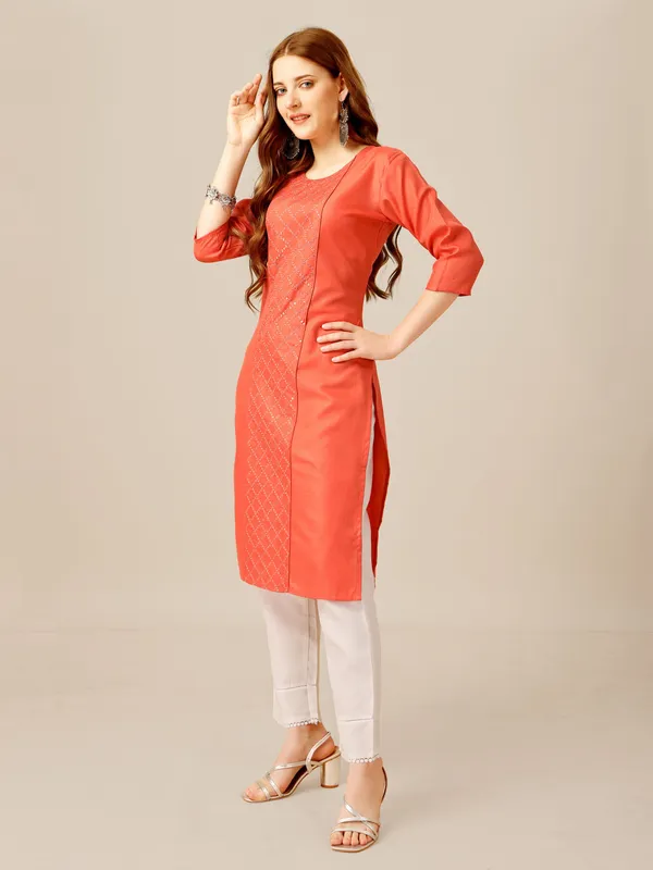 Orange_&_Coral_Kurta_Pant_Set_For_Women