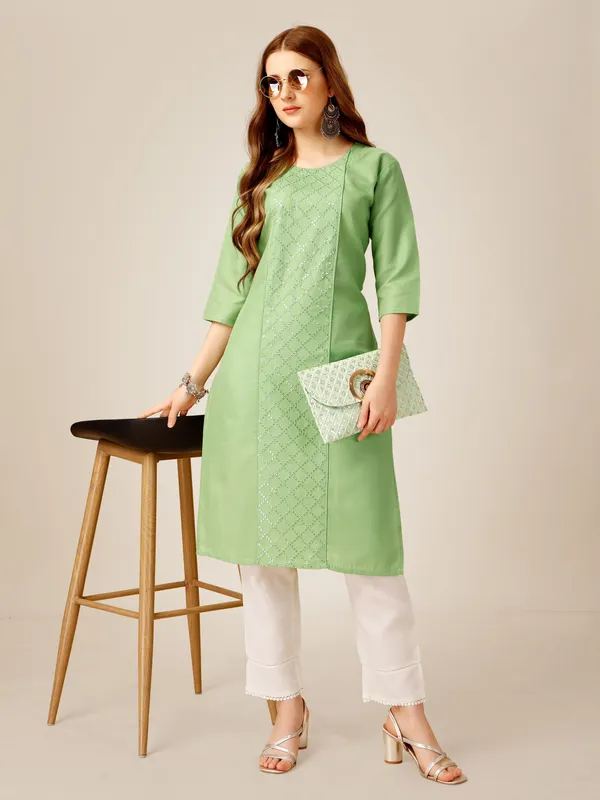 Green_&_Lime_Kurta_Pant_Set_For_Women