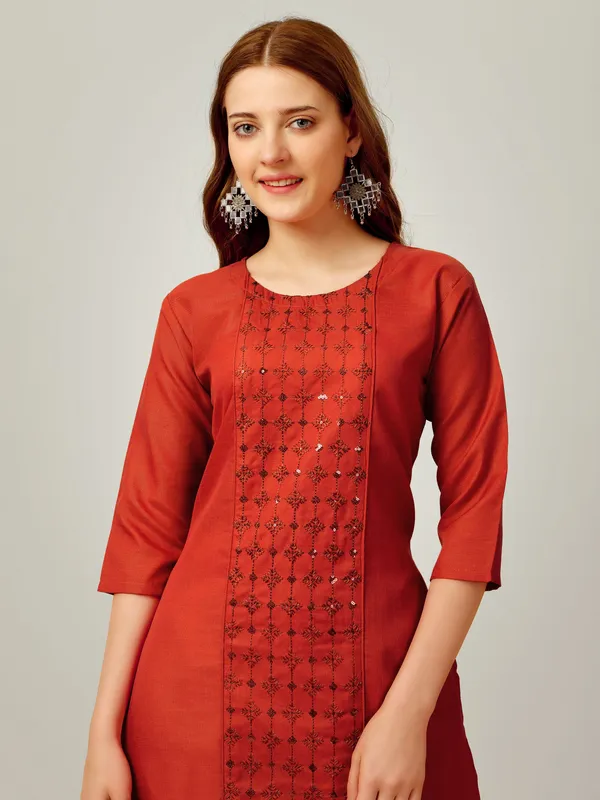 Brown_&_Rust_Kurta_Pant_Set_For_Women