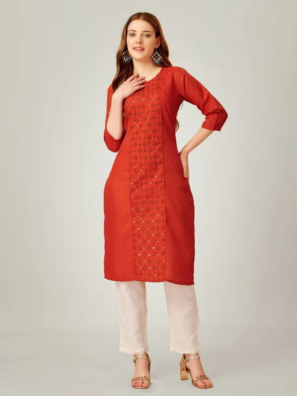 Brown_&_Rust_Kurta_Pant_Set_For_Women