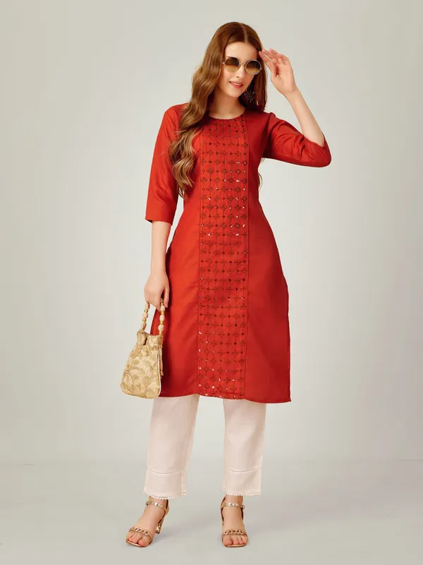 Brown_&_Rust_Kurta_Pant_Set_For_Women