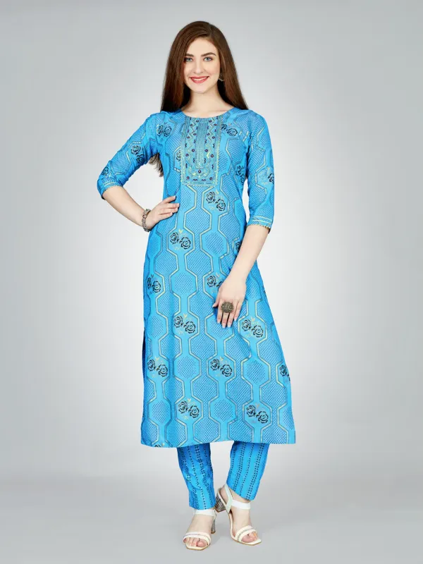 Light_Blue_&_Sky_Blue_Kurta_Pant_Set_For_Women