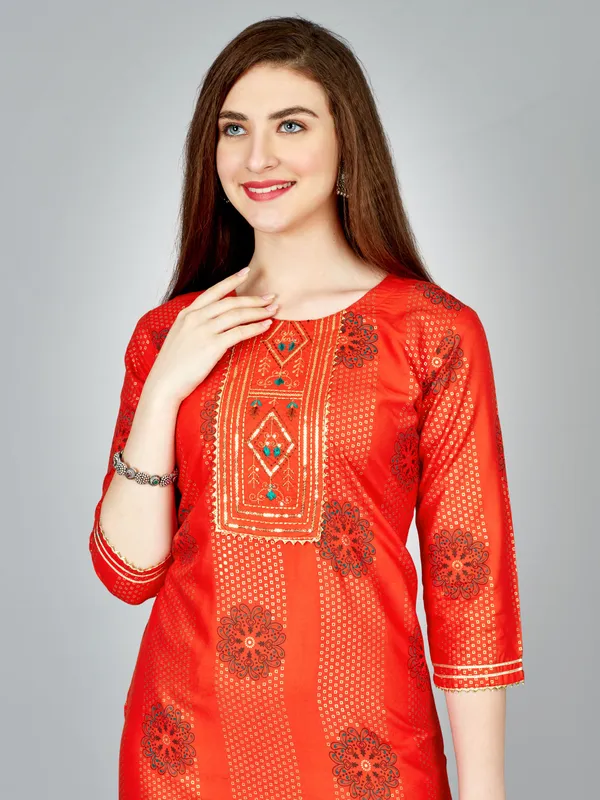 Orange_Kurta_Pant_Set_For_Women