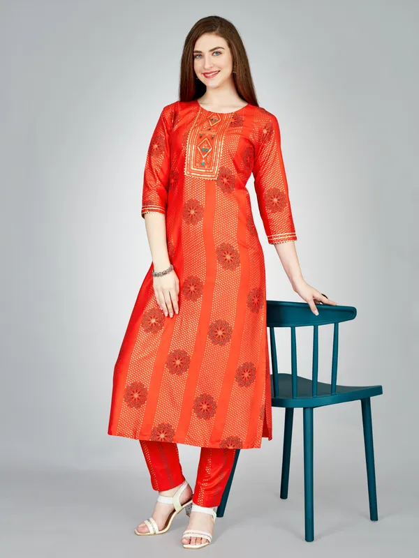 Orange_Kurta_Pant_Set_For_Women