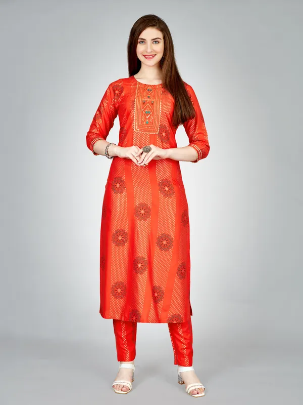Orange_Kurta_Pant_Set_For_Women