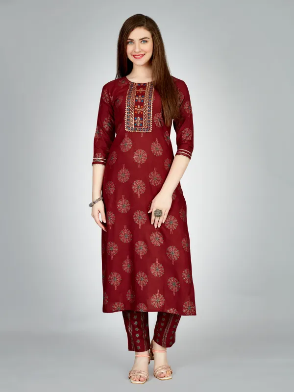 Maroon_Kurta_Pant_Set_For_Women