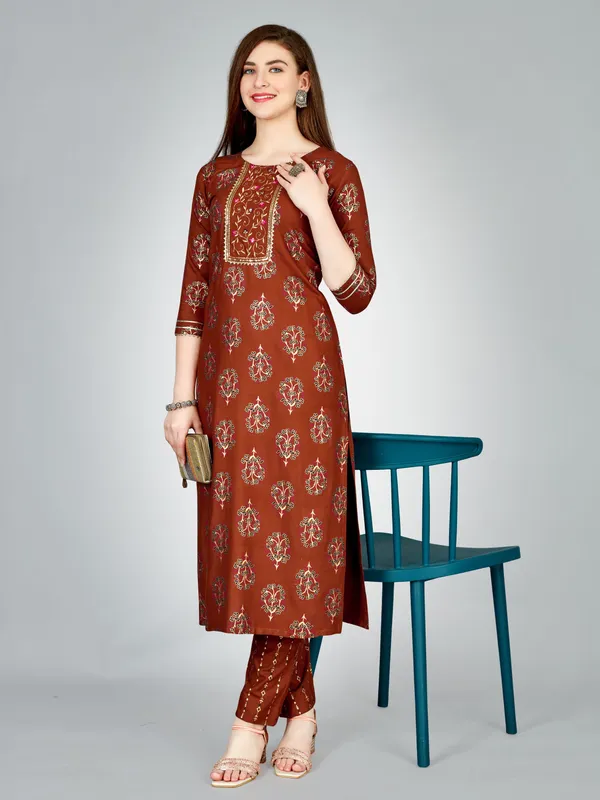 Brown_&_Rust_Kurta_Pant_Set_For_Women