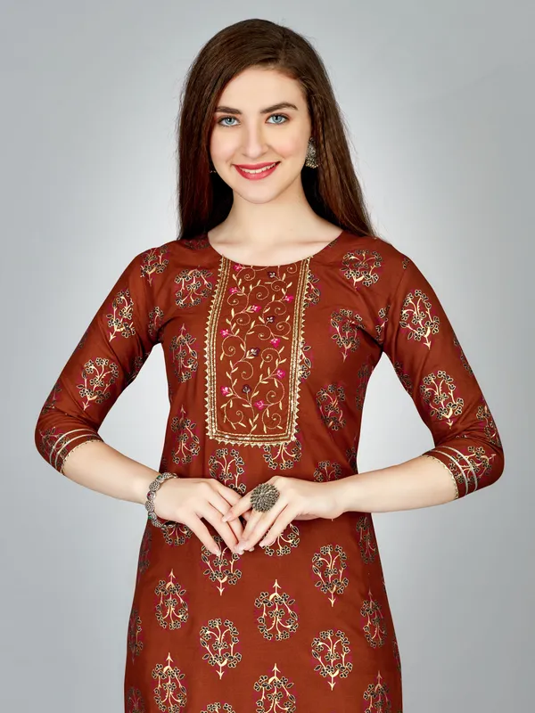 Brown_&_Rust_Kurta_Pant_Set_For_Women