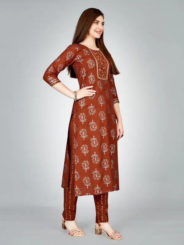 Brown_&_Rust_Kurta_Pant_Set_For_Women