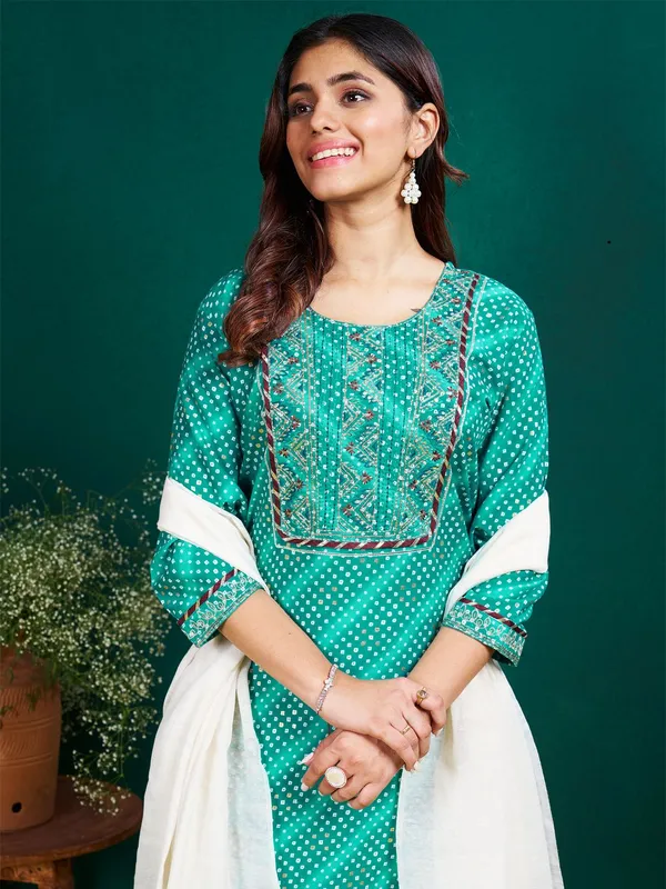 Green_&_Rama_Kurta_Pant_Dupatta_Set_For_Women
