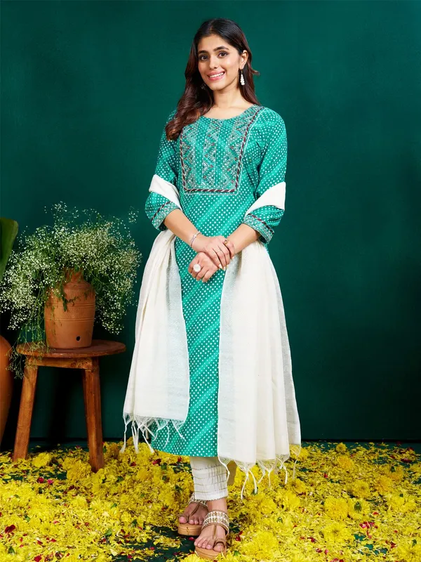 Green_&_Rama_Kurta_Pant_Dupatta_Set_For_Women