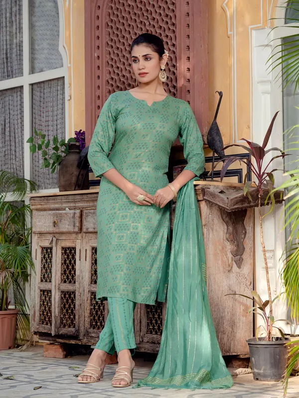 Green_&_Pista_Kurta_Pant_Dupatta_Set_For_Women