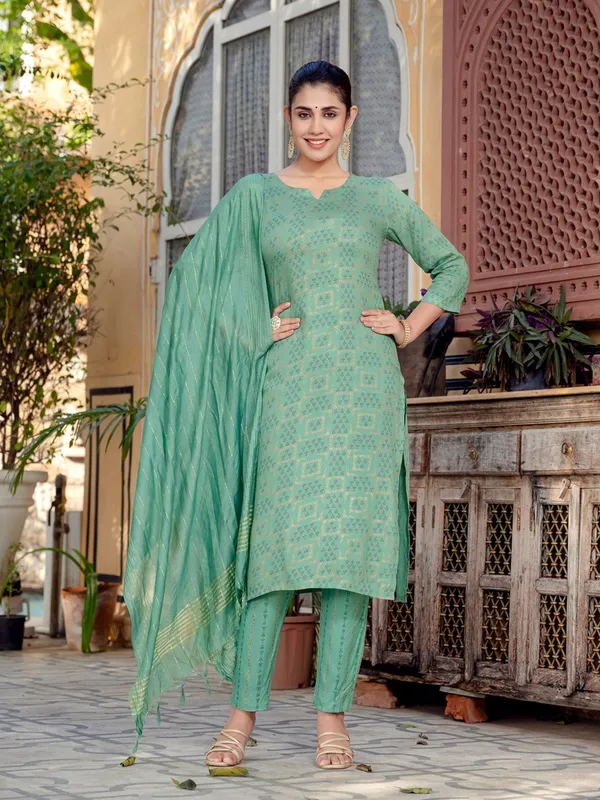 Green_&_Pista_Kurta_Pant_Dupatta_Set_For_Women