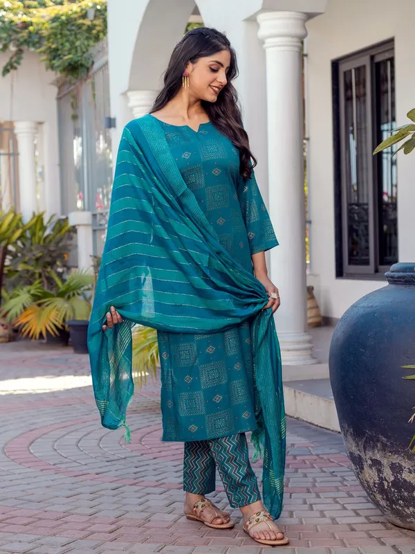 Blue_&_Rama_Kurta_Pant_Dupatta_Set_For_Women