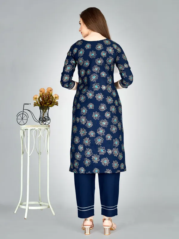 Dark_Blue_&_Navy_Blue_Kurta_Pant_Set_For_Women