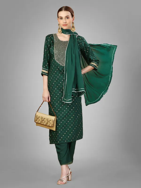 Dark_Green_Kurta_Pant_Dupatta_Set_For_Women