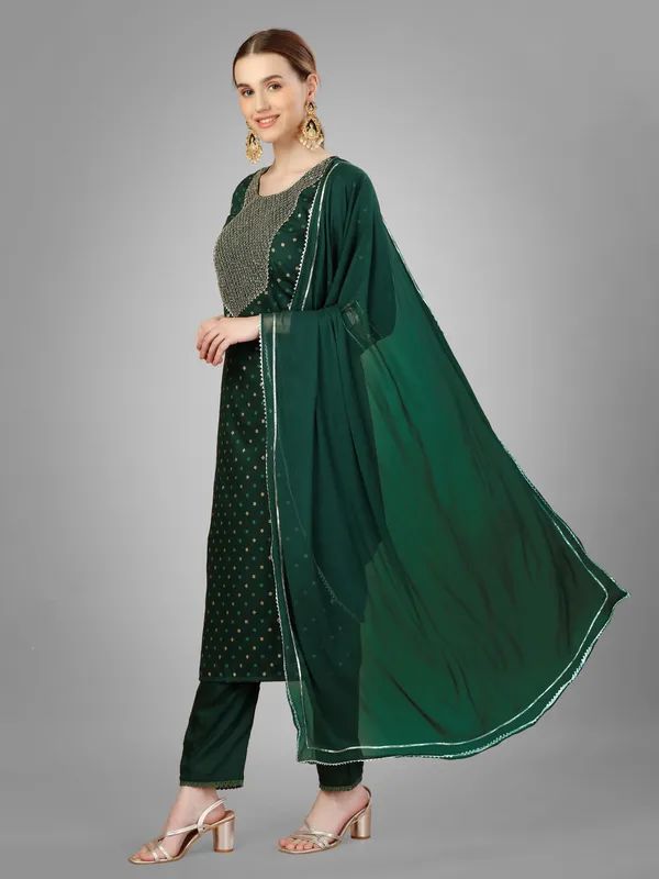 Dark_Green_Kurta_Pant_Dupatta_Set_For_Women