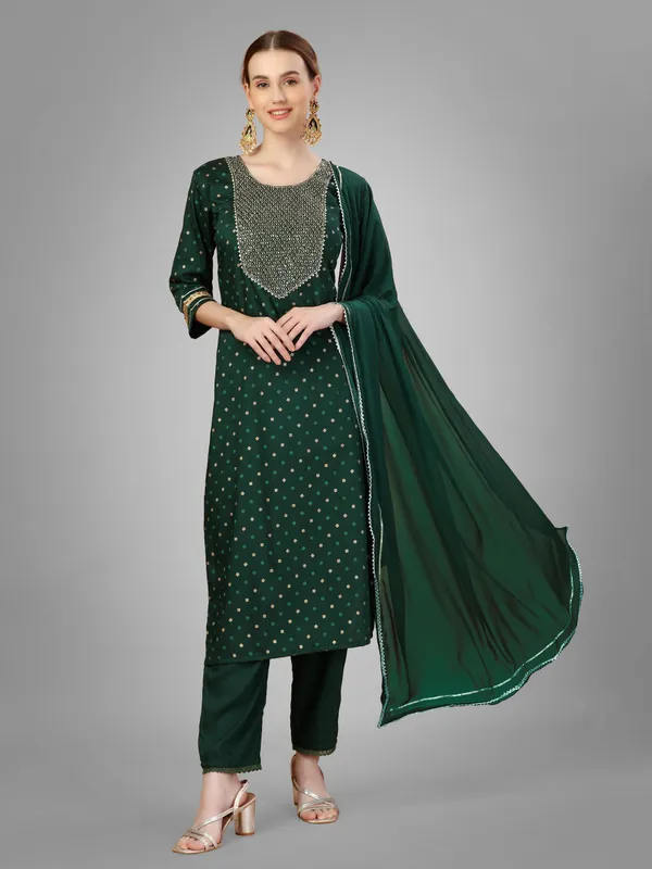 Dark_Green_Kurta_Pant_Dupatta_Set_For_Women