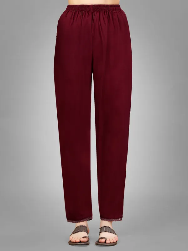 Maroon_Kurta_Pant_Dupatta_Set_For_Women
