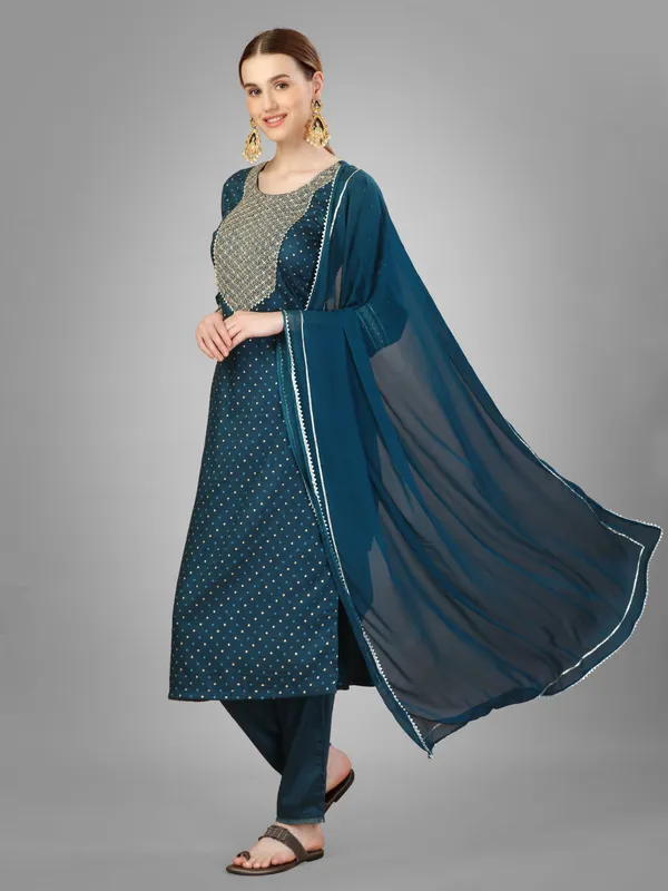 Blue_&_Morpich_Kurta_Pant_Dupatta_Set_For_Women