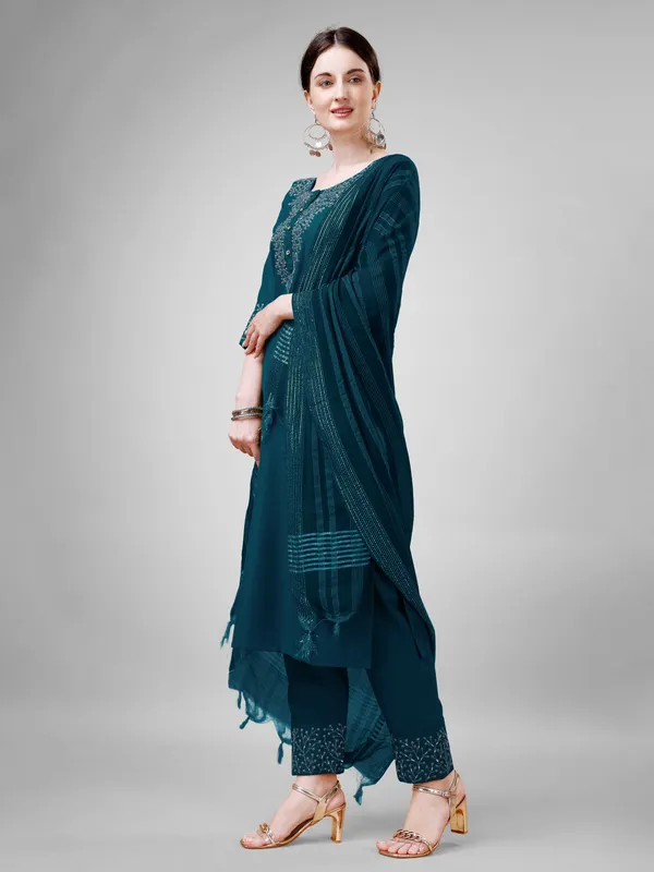 Blue_&_Morpich_Kurta_Pant_Dupatta_Set_For_Women