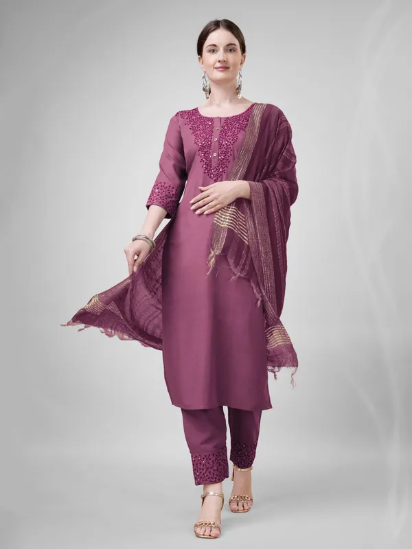 Purple_&_Wine_Kurta_Pant_Dupatta_Set_For_Women