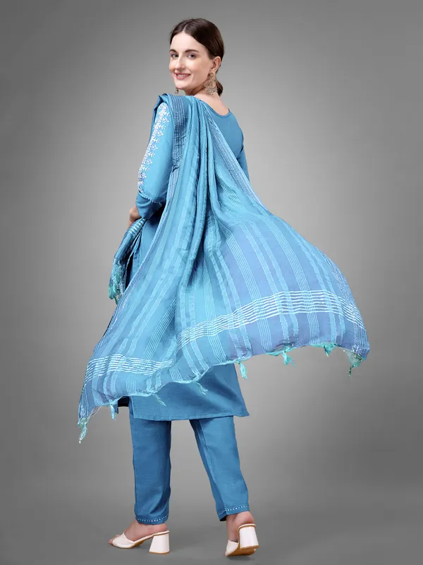 Light_Blue_&_Sky_Blue_Kurta_Pant_Dupatta_Set_For_Women