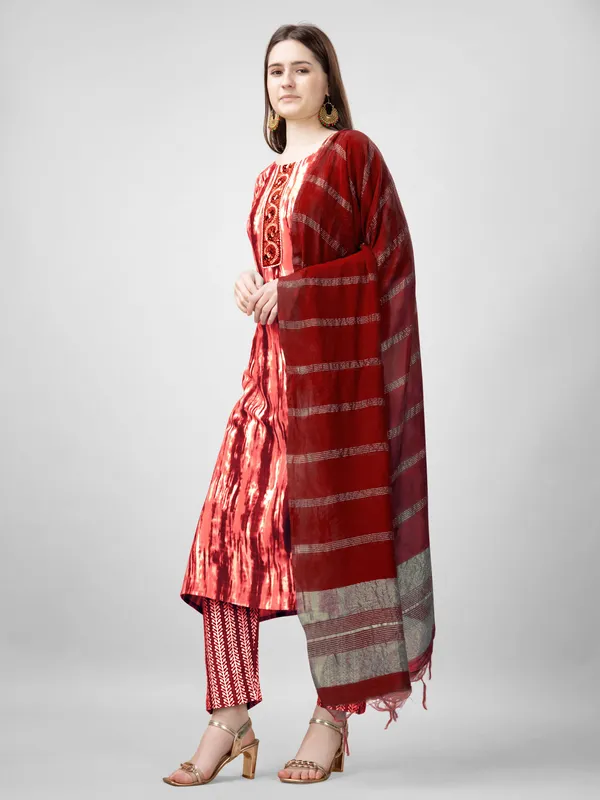 Orange_Kurta_Pant_Dupatta_Set_For_Women