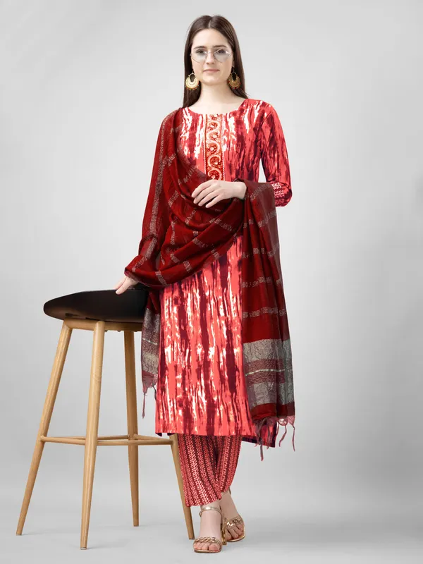 Orange_Kurta_Pant_Dupatta_Set_For_Women
