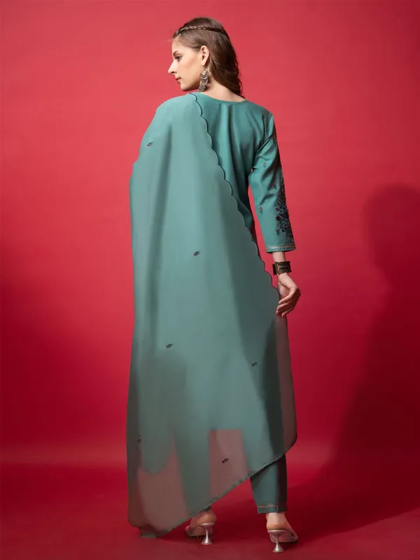 Green_&_Teal_Kurta_Pant_Dupatta_Set_For_Women