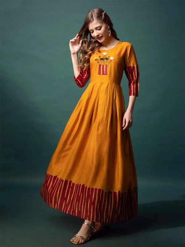Yellow_&_Mustard_Yellow_Printed_Anarkali_Kurta_For_Women