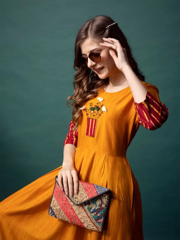 Yellow_&_Mustard_Yellow_Printed_Anarkali_Kurta_For_Women
