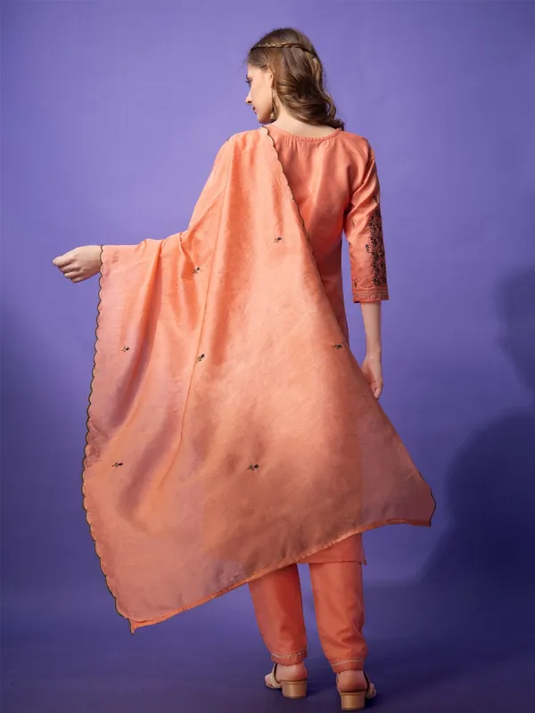 Orange_&_Coral_Kurta_Pant_Dupatta_Set_For_Women