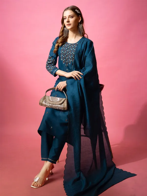 Blue_&_Morpichh_Kurta_Pant_Dupatta_Set_For_Women
